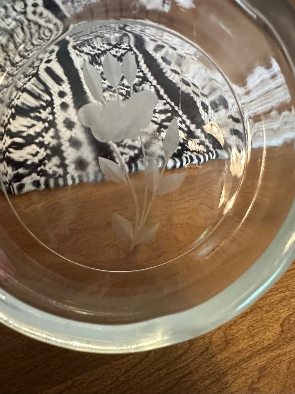 Princess‎ House Clear Etched Floral Glass ashtray - Clear   Vintage